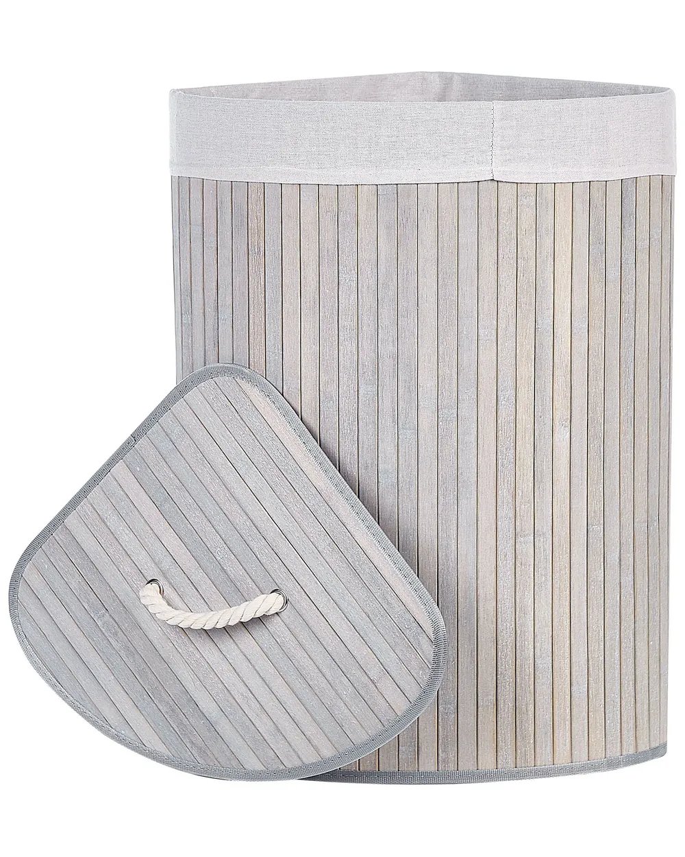 Laundry Basket MATARA Bamboo Light Grey 57 L_849071