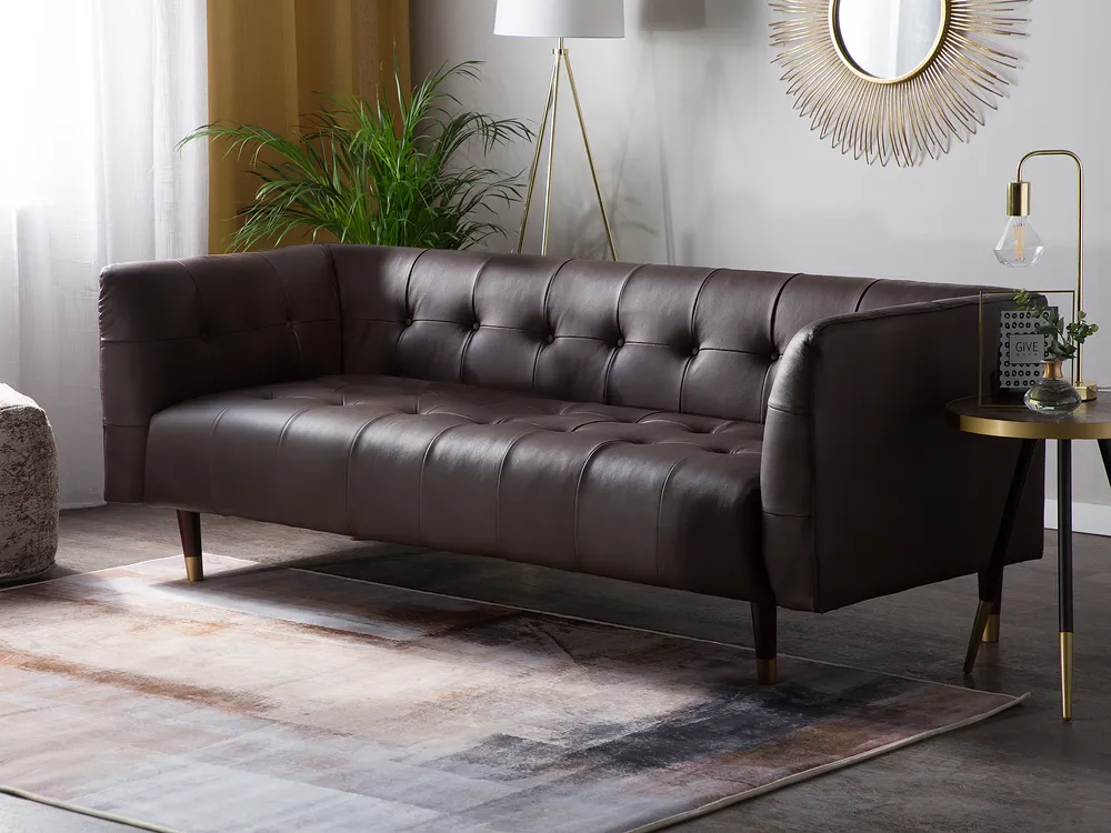 Sofa 3 Seater BYSKE Leather Dark Brown
