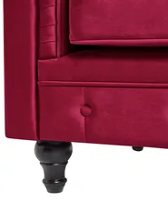 Fåtölj CHESTERFIELD Sammet Vinröd_778769