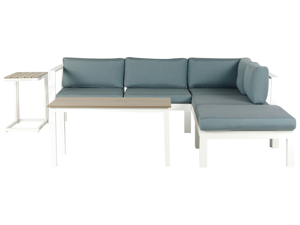 Garden Corner Sofa with Table 5 Seater MESSINA Metal Green Left Hand