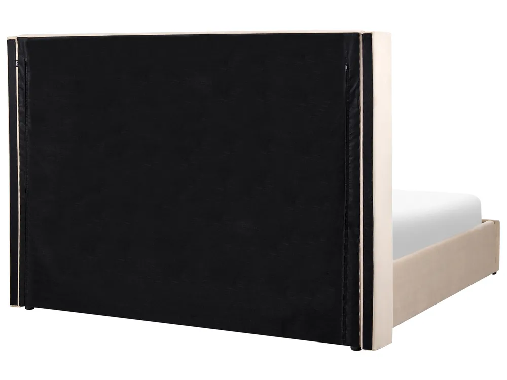 Ottoman Bed LUBBON Velvet Beige 180 x 200 cm (EU Super King)_1080591