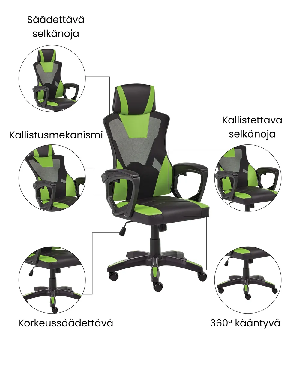 Toimistotuoli IGNIS Keinonahka Limenvihreä_1074205