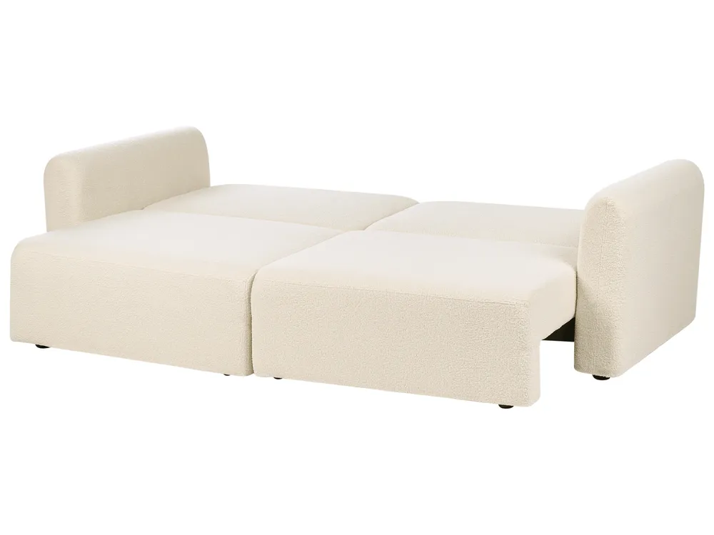 Sofa Bed 3 Seater VAXHOLM with Storage Boucle Off-White_1026784