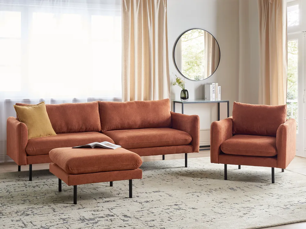 Living Room Set 5 Seater VINTERBRO with Ottoman Chenille Golden Brown