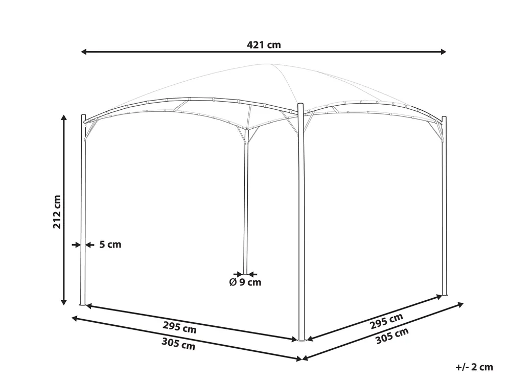 Gazebo VOMERO 305 cm 305 cm Metal Beige_866424