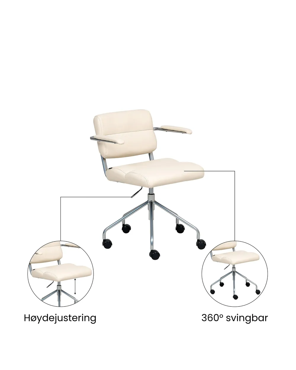 Kontorstol CANDOR Kunstskinn Off white_1071316