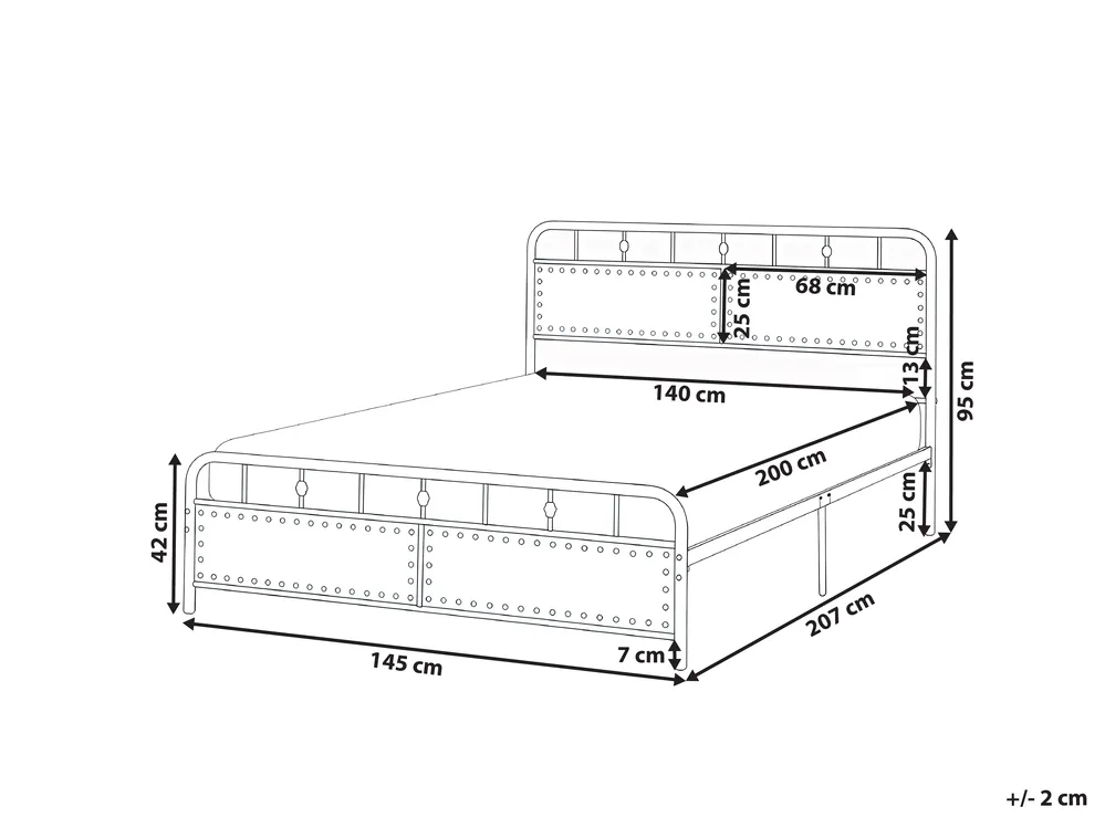 Säng med lamellram Metall BREUILLET 140 x 200 cm Svart_1033483