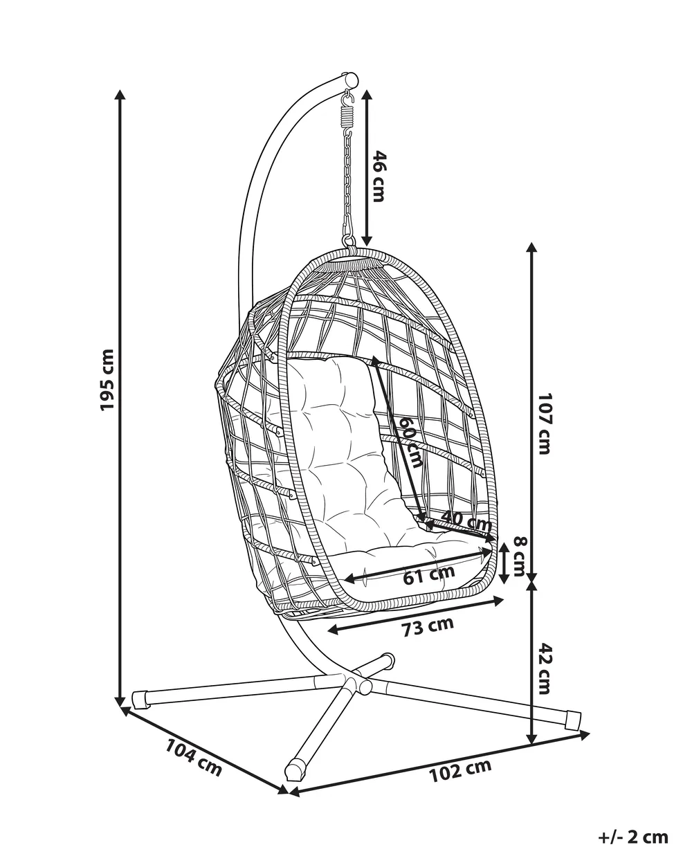 Hengestol med stativ MORNESE Metall Naturlig_1146581