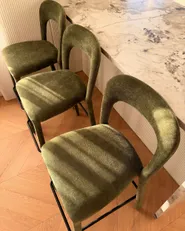 Set of 2 Bar Chairs LAKEVILLE Chenille Green_1177467