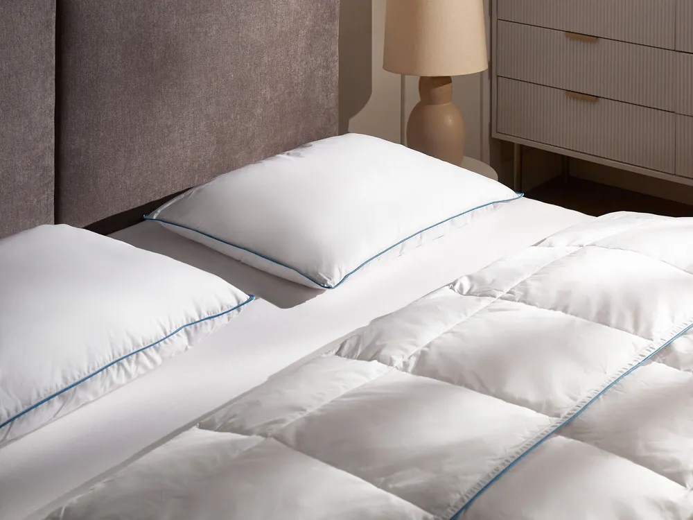 Bed Pillow ANETO Low 50 x 60 cm Duck Feathers and Down White