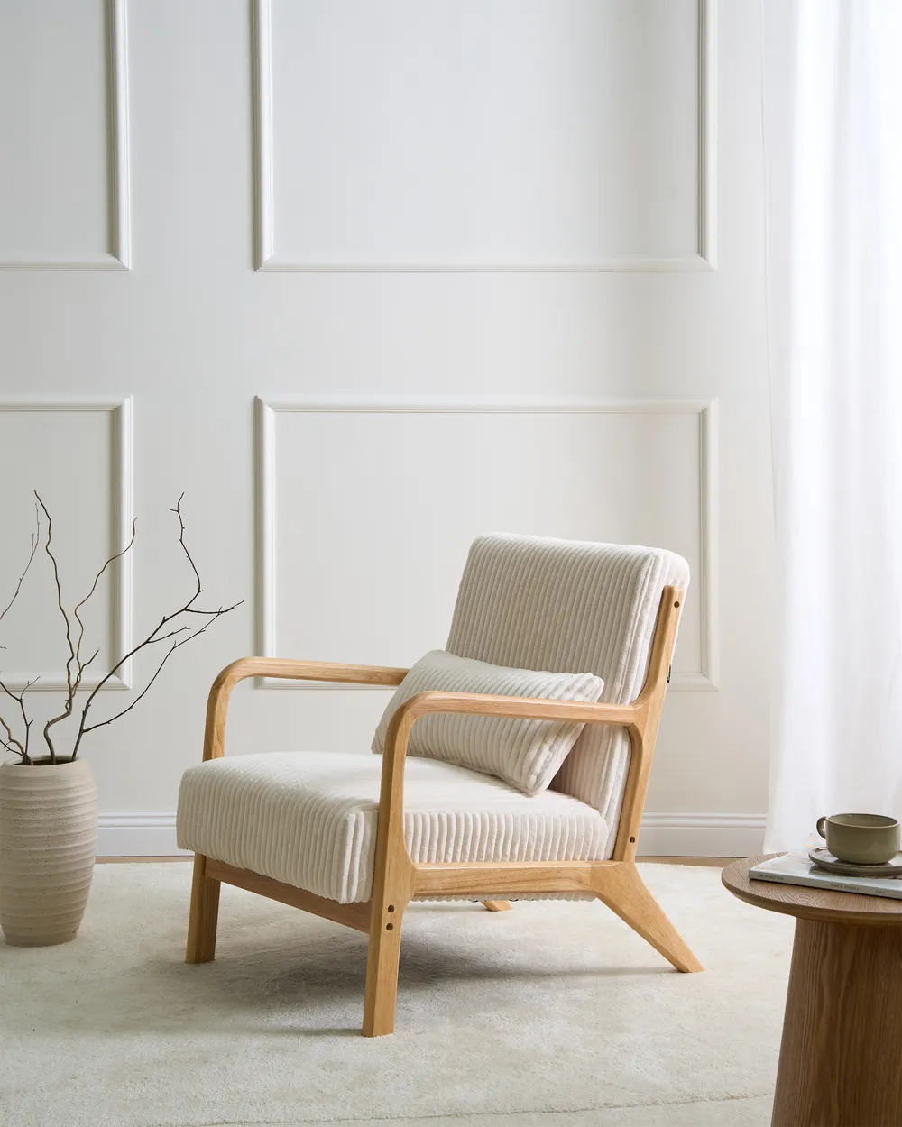 Armchair SORSELE Corduroy White