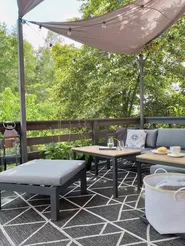Garden Corner Sofa with Table 5 Seater MESSINA Metal Black Left Hand_776657