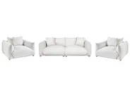 Living Room Set 5 Seater LUVOS Fabric Off-White_972272