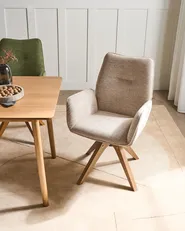 Dining Chair Swivel MOKENA Faux Linen Beige_1037969