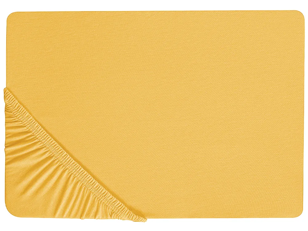 Fitted Sheet JANBU 160 x 200 cm Cotton Mustard