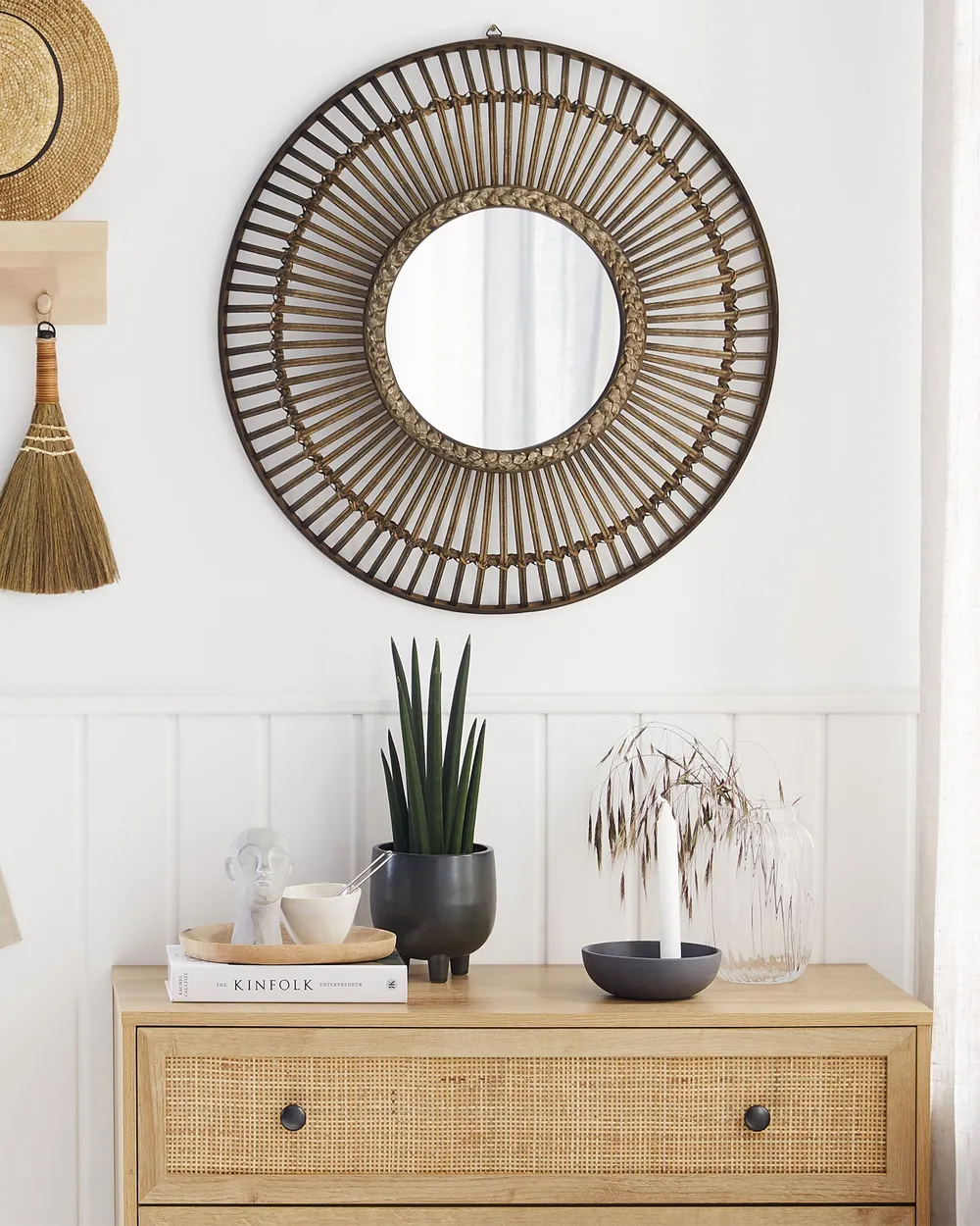 Wall Mirror BLASITO 66 cm 66 cm Bamboo Brown_1079623