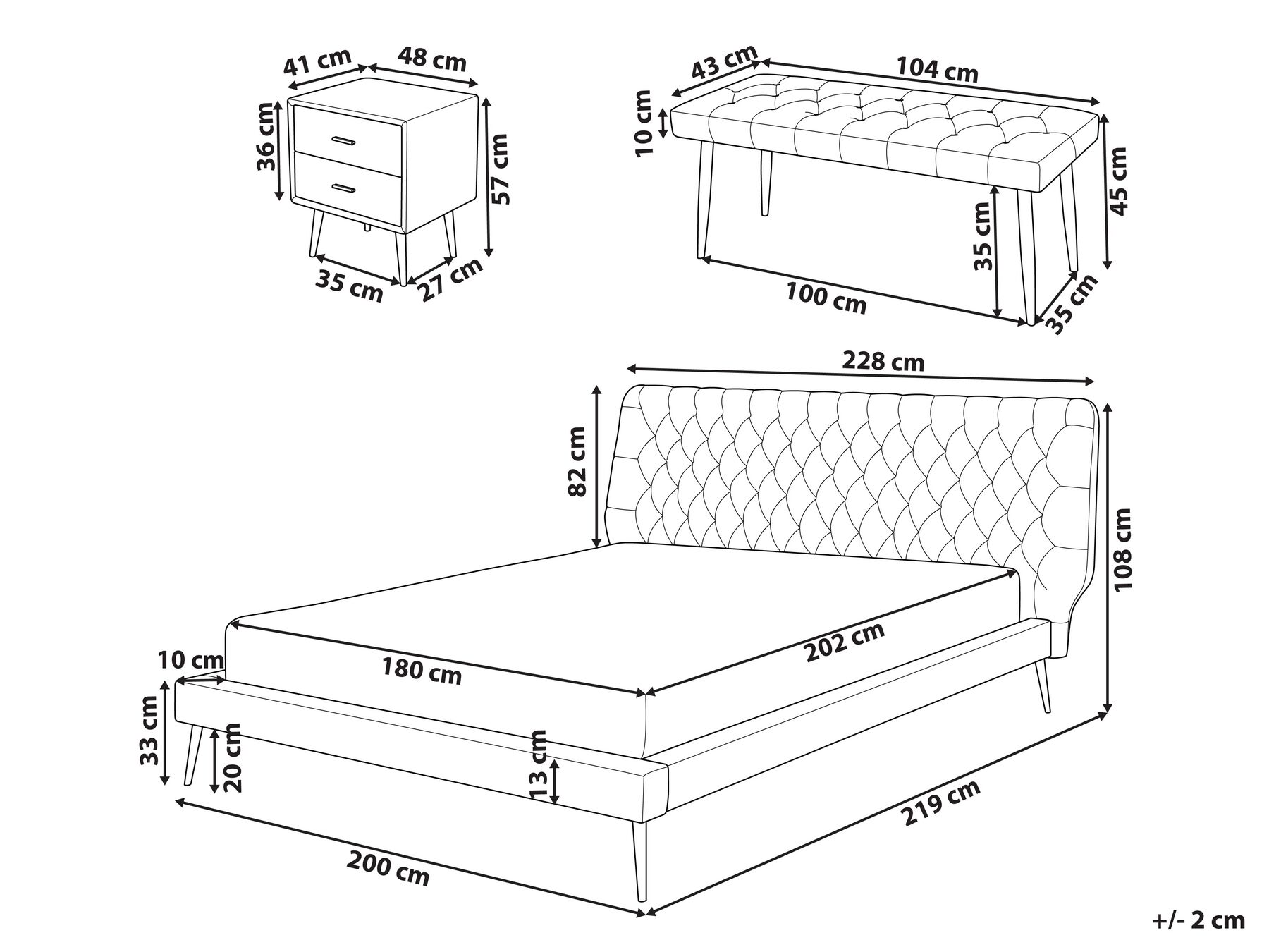 Bedroom Set Faux Leather ESSONNE 180 x 200 cm (EU Super King) Grey_820934