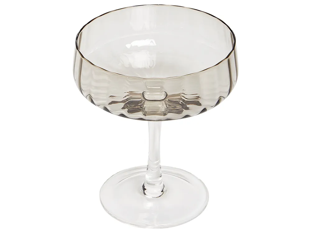 Set of 4 Champagne Saucers QUARTZ 170 ml Grey_912881