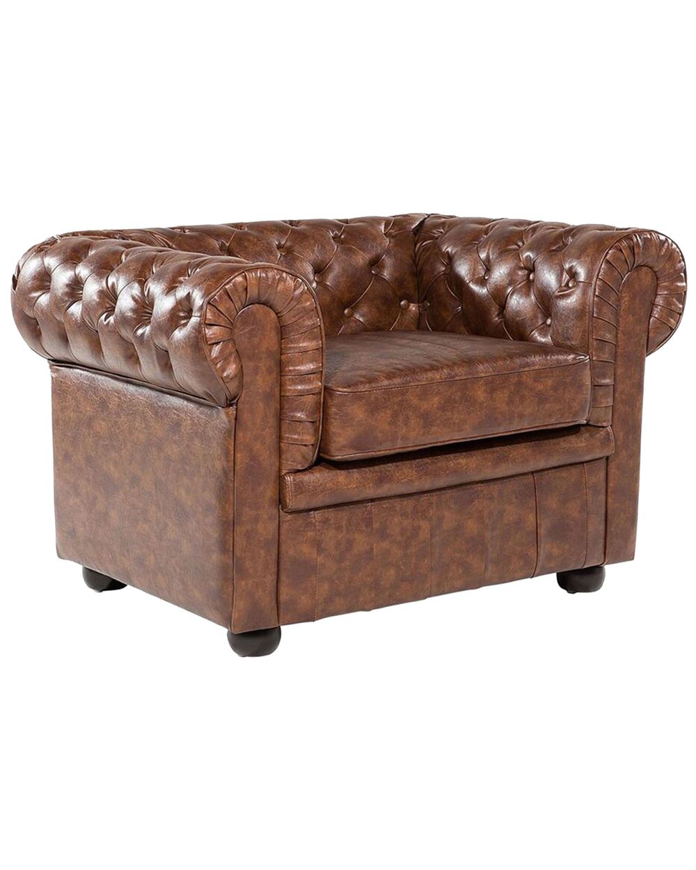 Armchair CHESTERFIELD Faux Leather Golden Brown