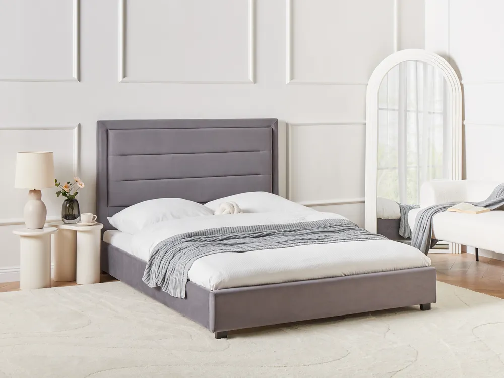 Bed Velvet ROUEN 140 x 200 cm (EU Double) Dark Grey