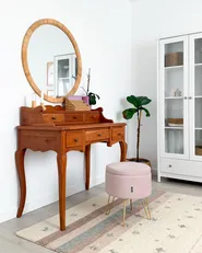 Wall Mirror ANLEZY 80 cm 80 cm Rattan Natural_1047371