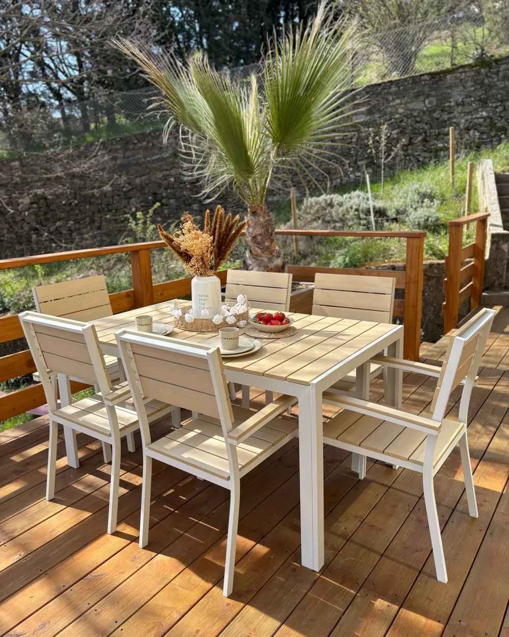 Garden Dining Set 6 Seater COMO Beige_979747