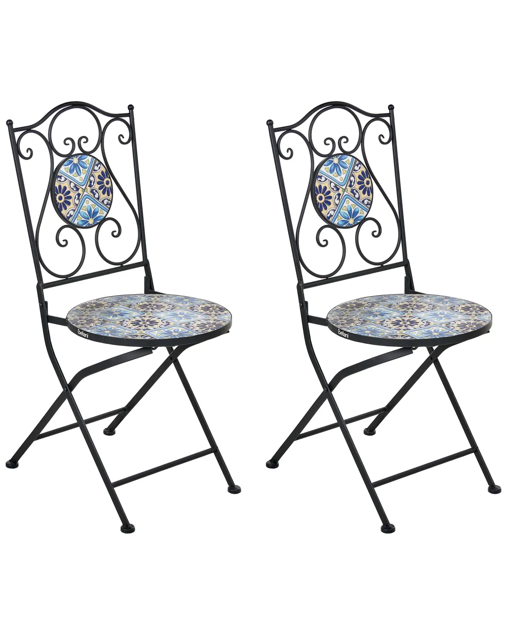 Set of 2 Garden Chairs AGGIUS Folding Metal Black_1021693