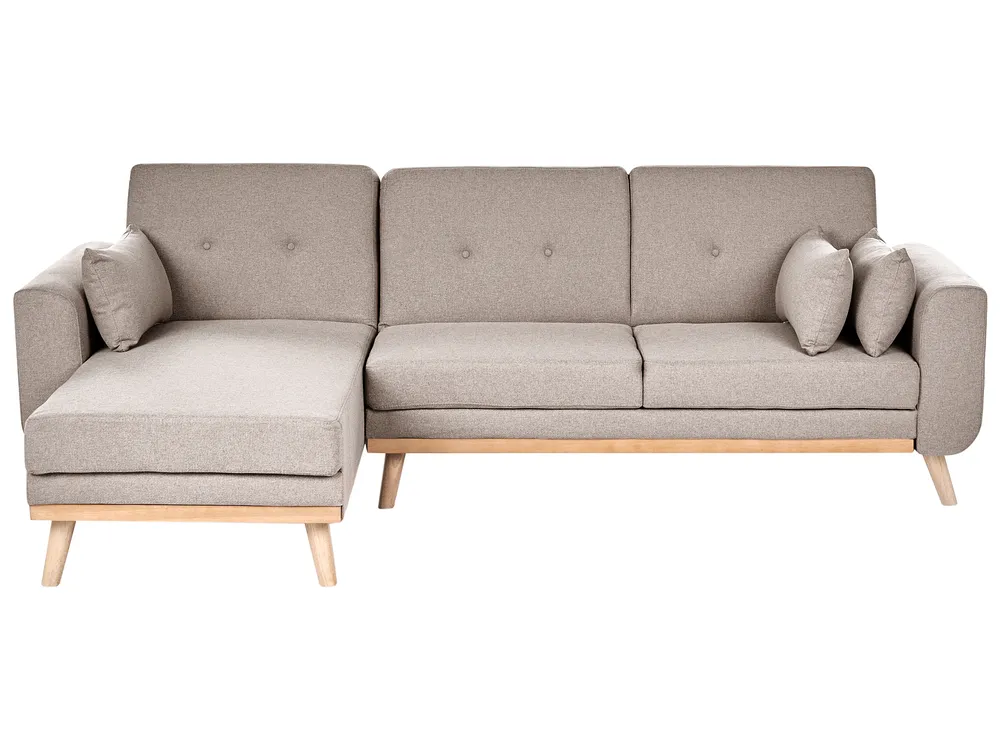 Corner Sofa Bed 3 Seater KAARINA Fabric Beige Right Hand
