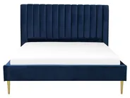 Säng med lamellram Sammet MARVILLE 160 x 200 cm Marinblå_792242