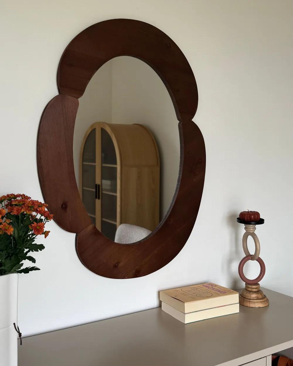 Väggspegel ALVENA 60 cm 80 cm Mörkbrun_1174168