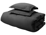 Duvet Cover Set PARKROSE 150 x 200 cm Sateen Cotton Black_1060052