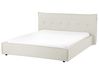 Säng med lamellram Konstlinne LESTRE 160 x 200 cm Off-White