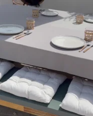 Garden Dining Set with Benches 6 Seater OLBIA Concrete Grey_967348