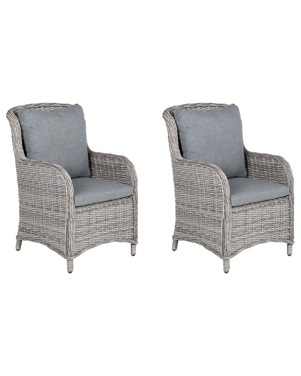 Set of 2 Garden Chairs with Cushions CASCAIS PE Rattan Grey