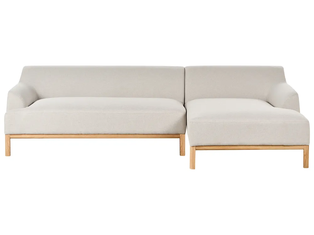 Corner Sofa 3 Seater SOSJO Fabric Light Beige Left Hand