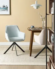 Dining Chair Swivel MORNAS Faux Linen Light Blue_1037094
