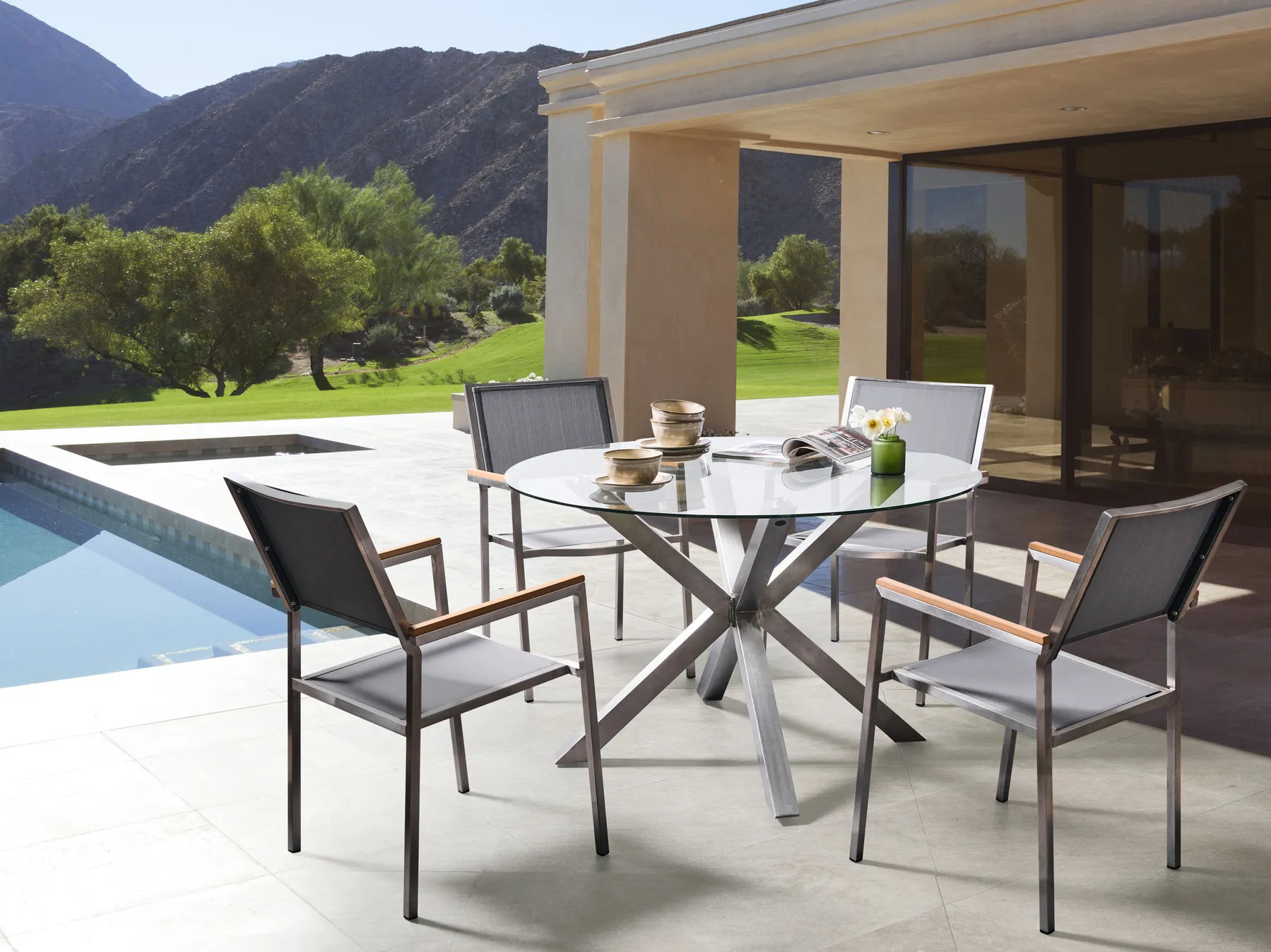 Garden Dining Set 4 Seater MALETTO/GROSSETO Stainless Steel Silver_956934