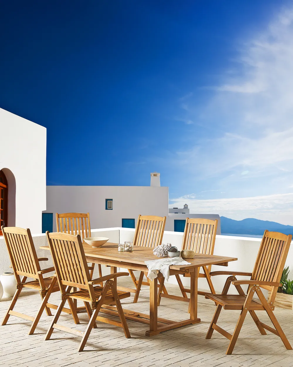 Set of 6 Garden Chairs JAVA Acacia Wood Light Brown