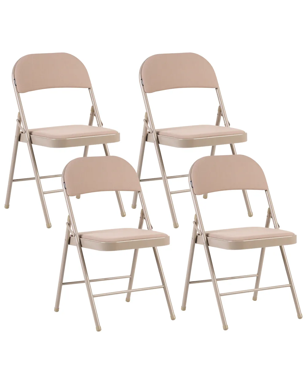 Set of 4 Folding Chairs SPARKS Metal Beige
