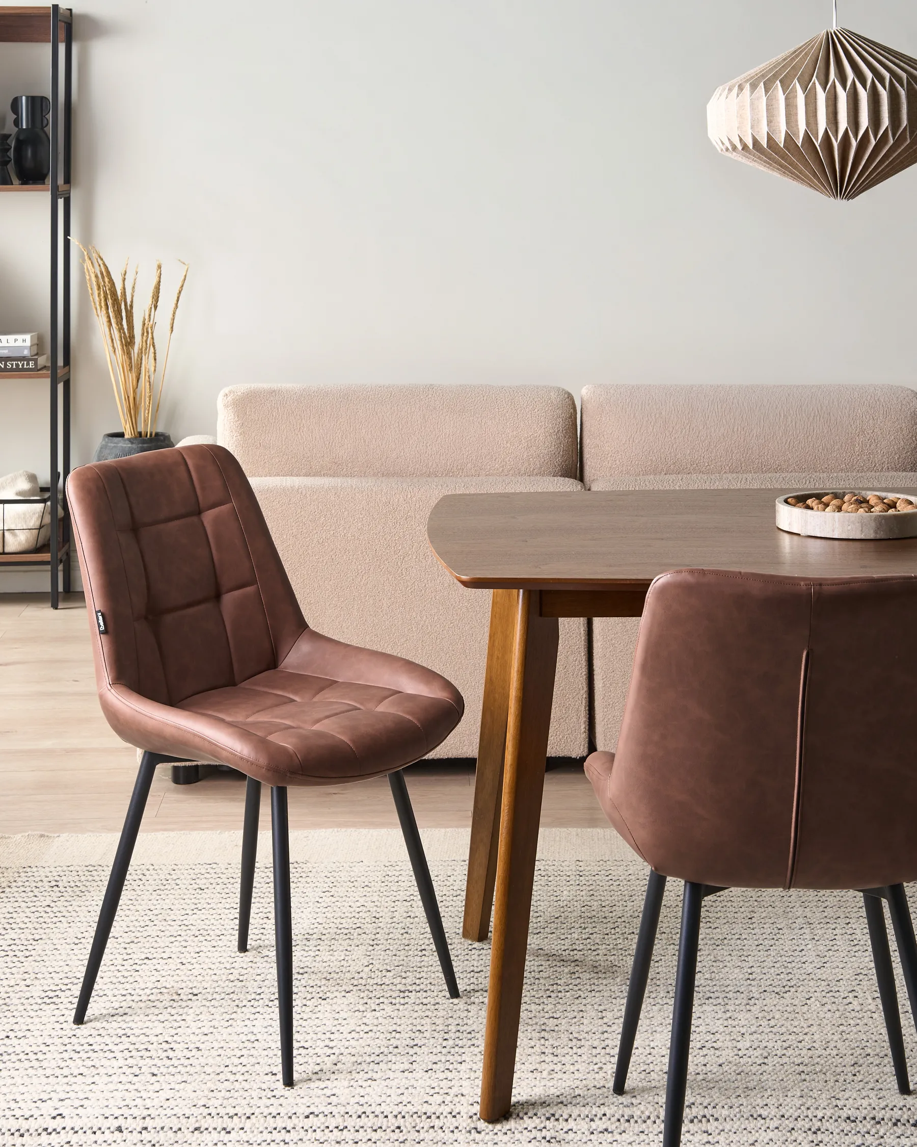 Set of 2 Dining Chairs MELROSE Faux Leather Brown_1042818