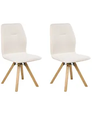 Set of 2 Dining Chairs Swivel ALKALI Boucle Off-White_1038198