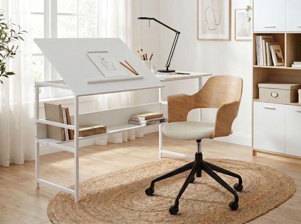 Justerbart tegnebord ORAN 140 cm 60 cm Hvit
