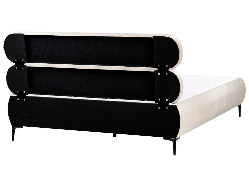 Säng med lamellram Sammet LESSAY 160 x 200 cm Ljusbeige_982192