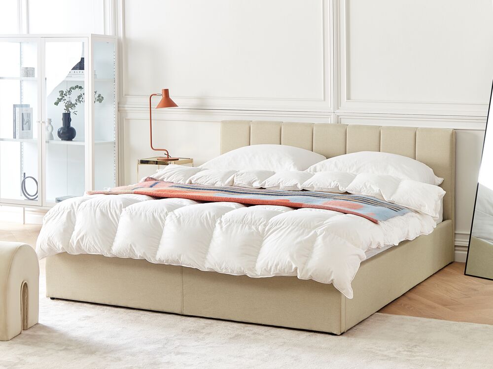 Sänky säilytystilalla DREUX Kangas Beige 160 x 200 cm
