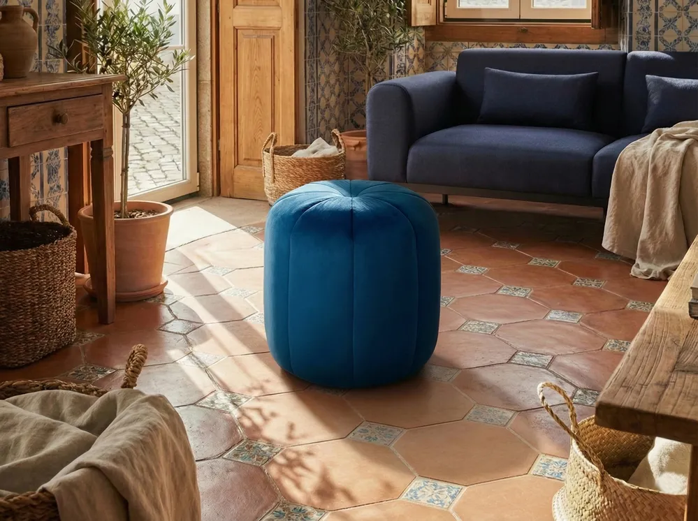 Pouffe SELBY Velvet Blue