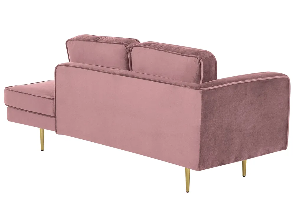 Vänstervänd schäslong MIRAMAS Sammet Rosa_755593
