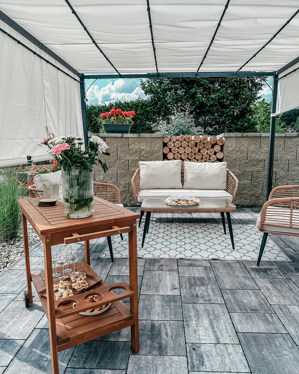 Gazebo LED PARGA 310 cm 310 cm Metal Beige_877293