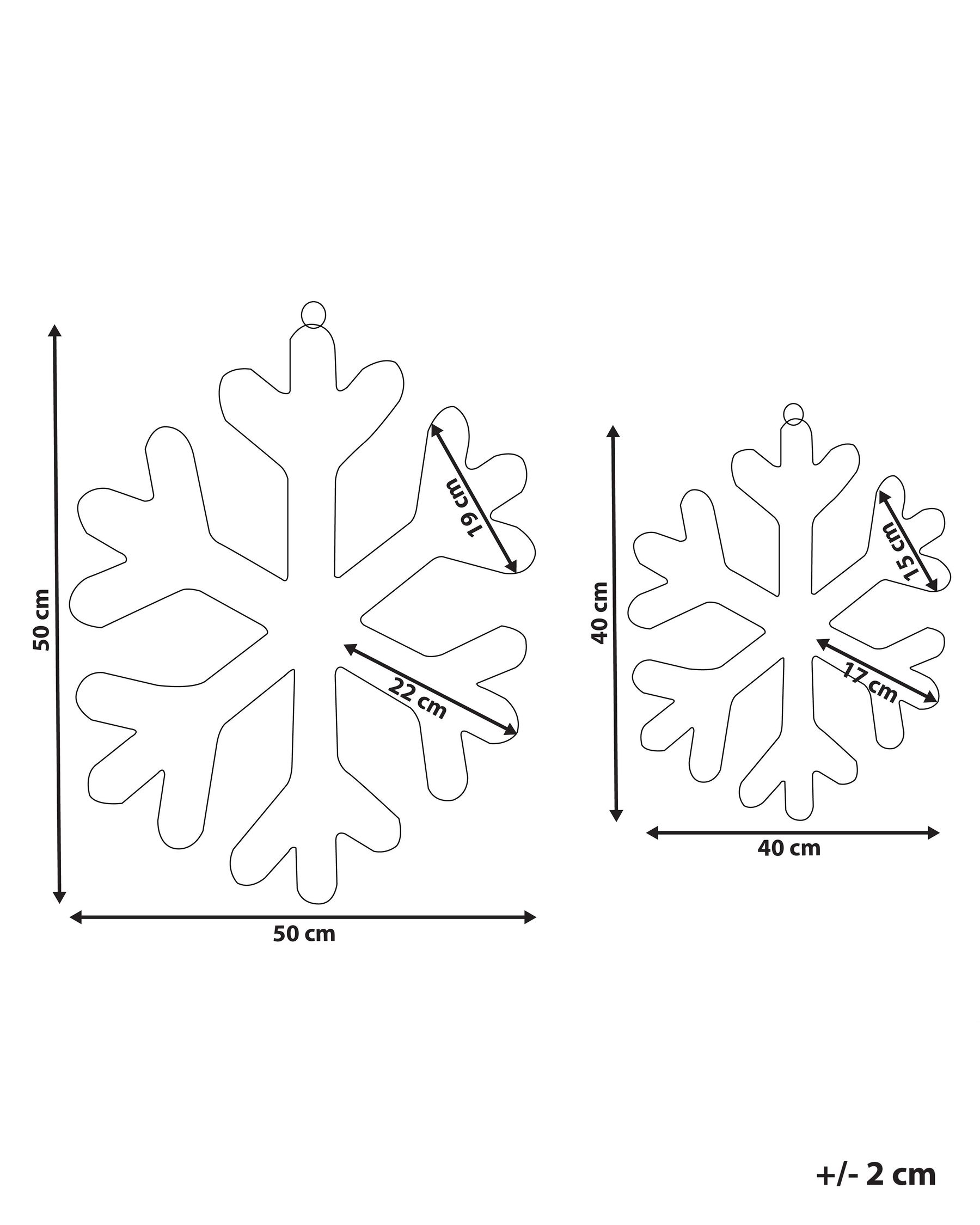Set med 2 julpynt LED GURRE 40/50 cm Snöflinga Vit_1015515