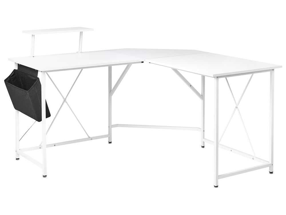 Corner Desk TACONY 180 cm 140 cm with Storage White