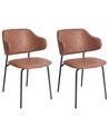Set of 2 Dining Chairs KENAI Faux Leather Brown